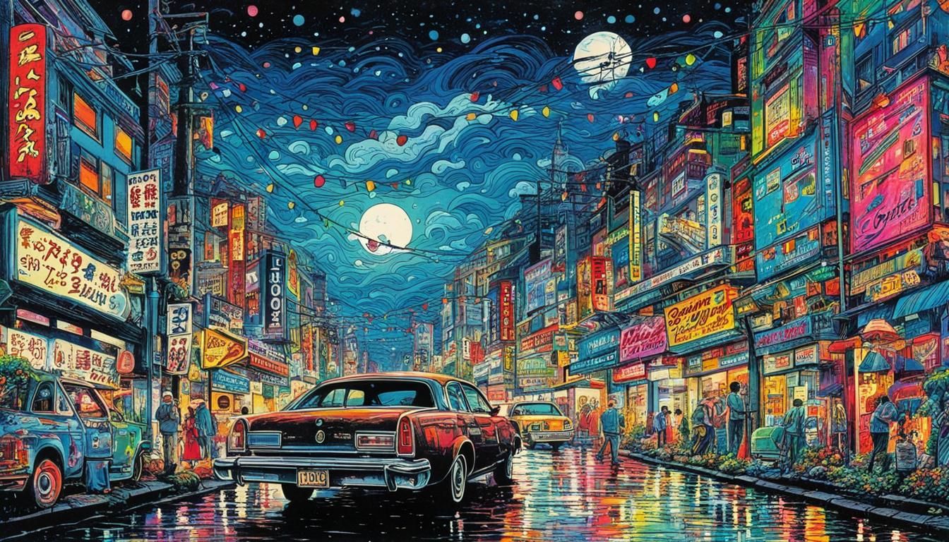 Colorful Night, Studio Trigger Style Splash Art