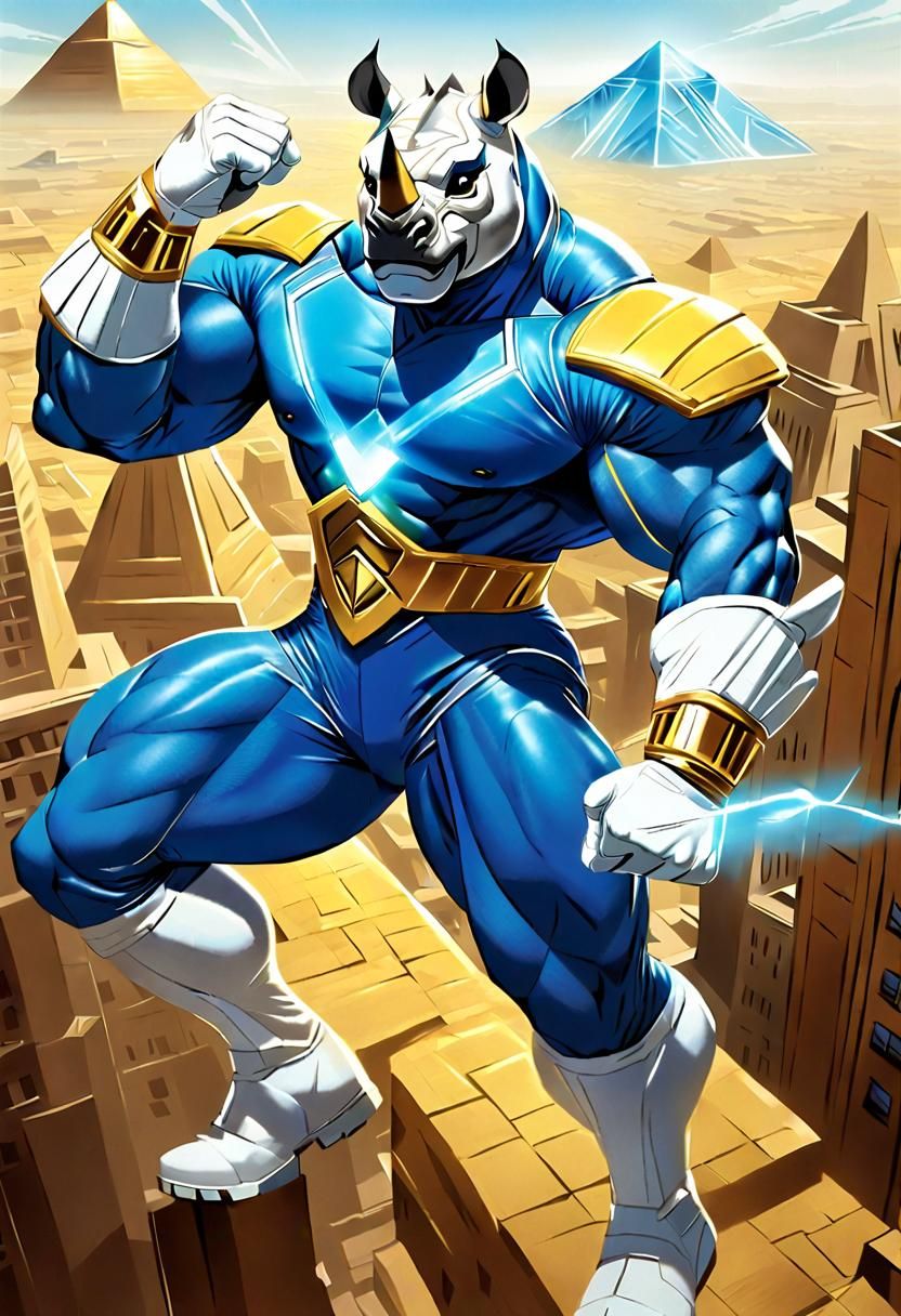 Colossal Rhino Ranger in Ancient Desert City
