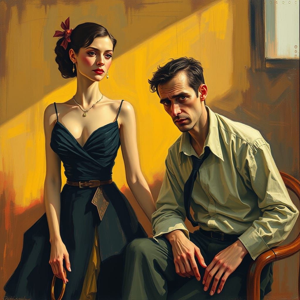 Neo-Impressionist Portrayal of a Couple