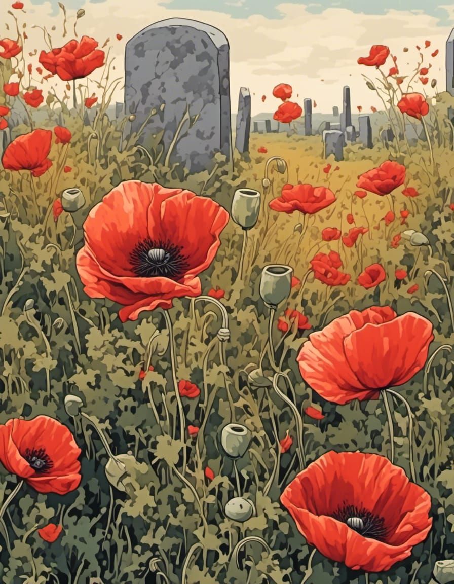 Poppy Among Tombstones: A Field of Remembrance