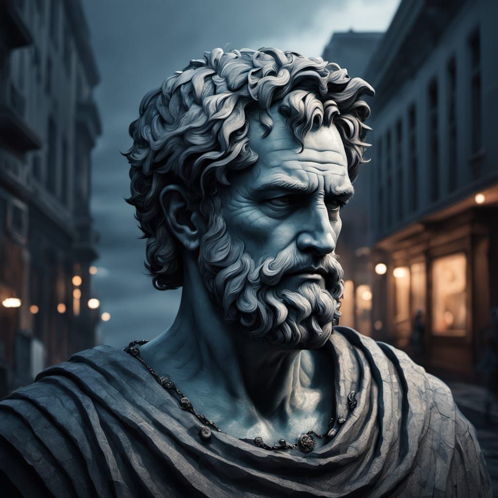 Hyperrealistic Greek Bust in Modern Cryptocurrency Landscape