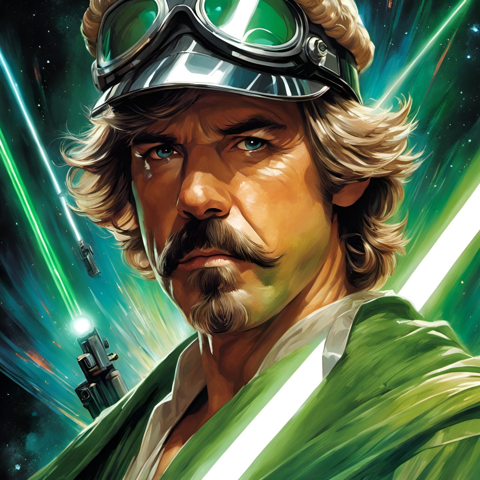 Luigi as Luke Skywalker Portrait in Comic Style