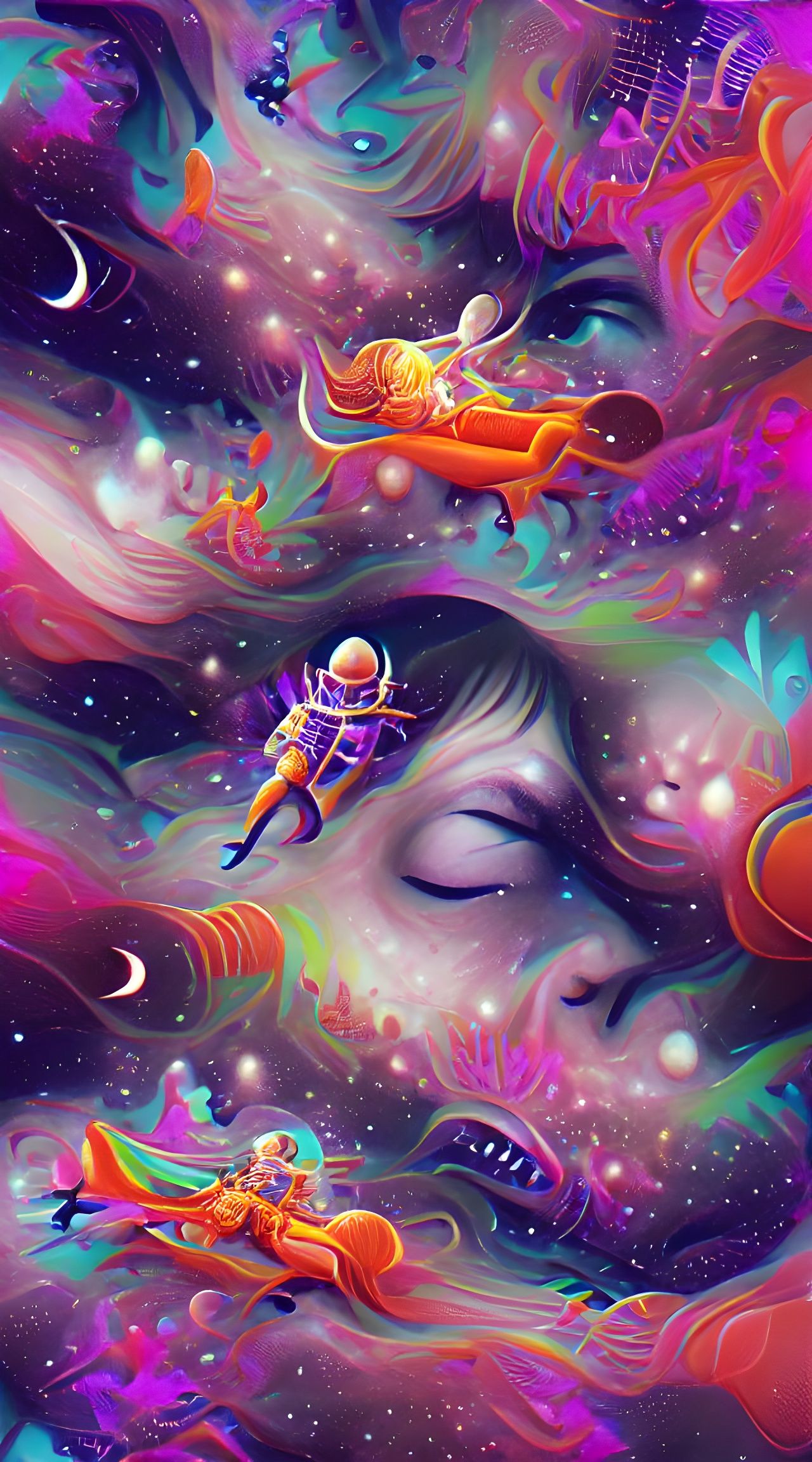 Psychedelic Space Dream: A Fantasy Illustration