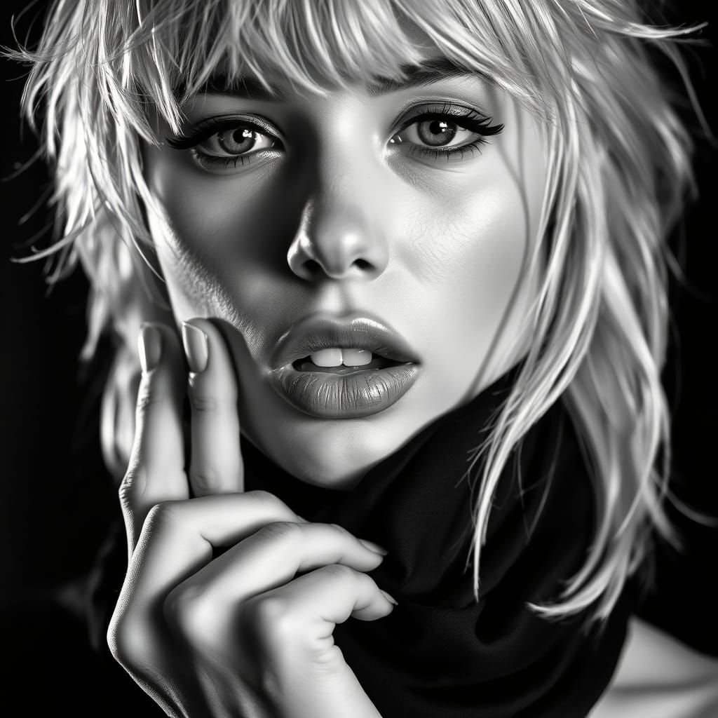 Striking Blonde Woman in Hyper-Realistic Portrait