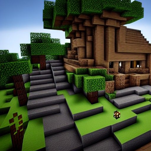 Detailed Minecraft House in Fantasy Concept Art