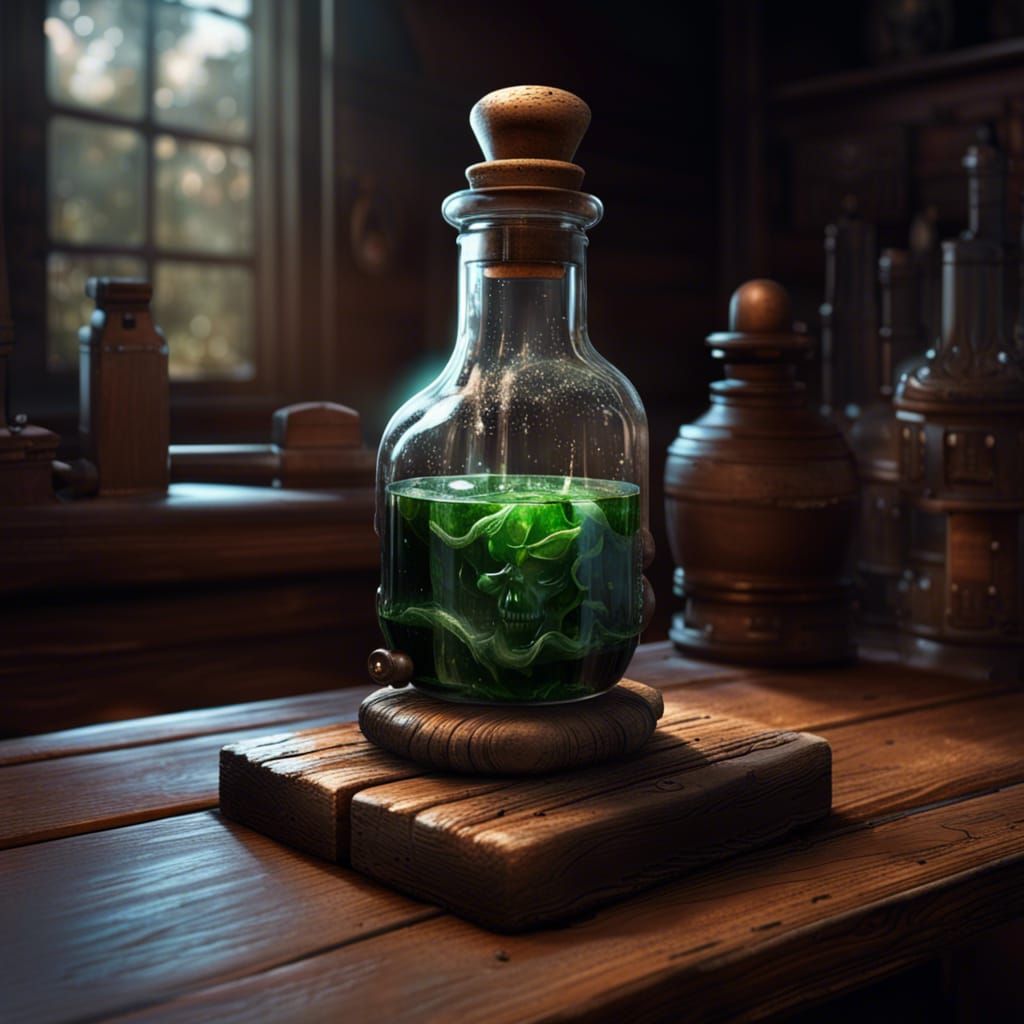 Detailed Health Potion Still Life in Dark Fantasy Style