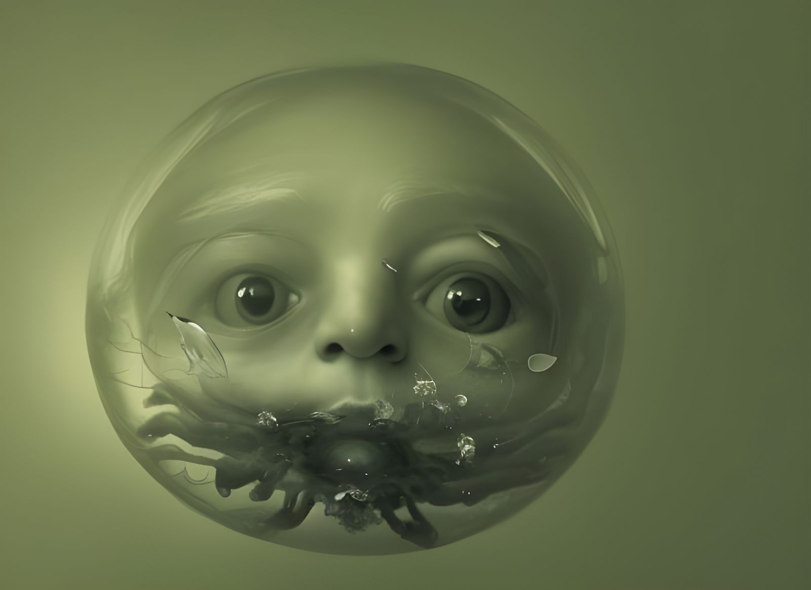 Surreal Cyborg Squid with Baby Sun in Alien Tech