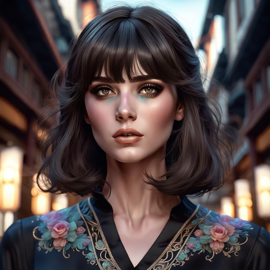 Woman wearing a floral blouse
