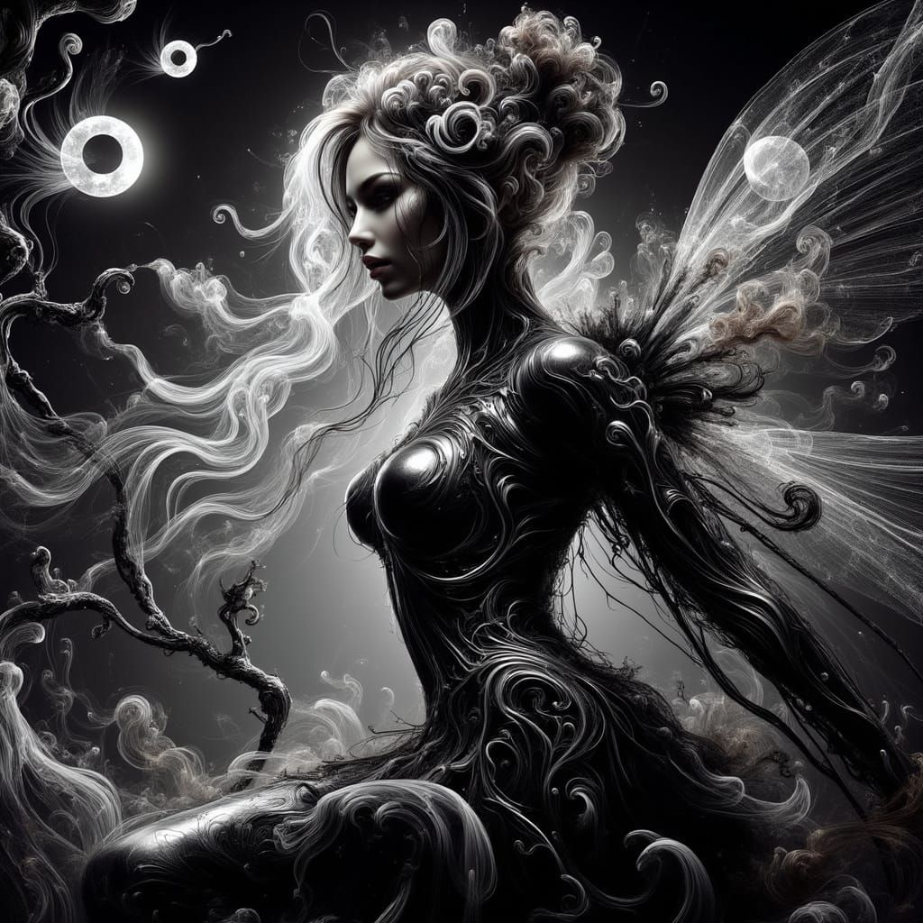 Ethereal Night Fairy in Iridescent Gown