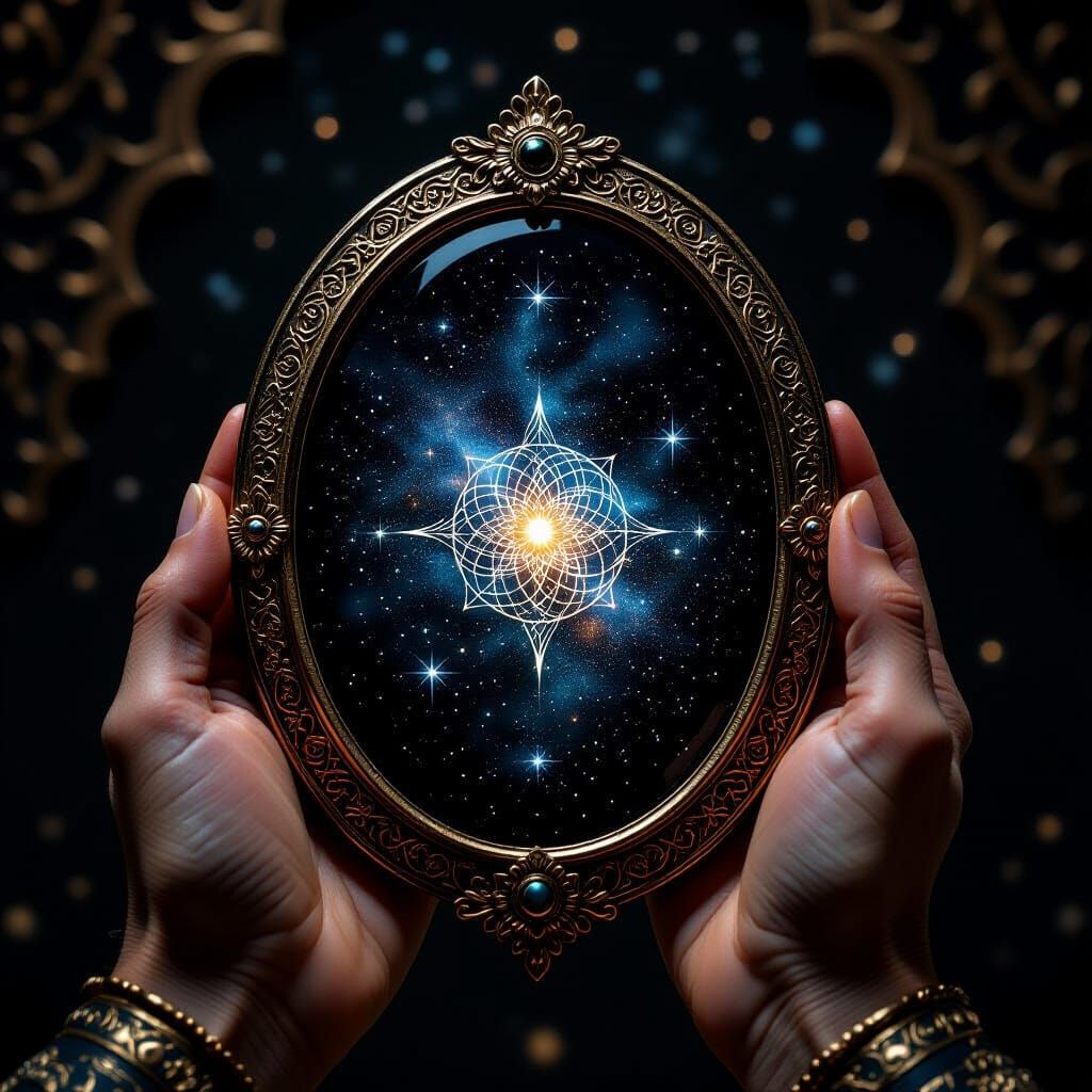 Cosmic Obsidian Mirror Reflecting Archetypes