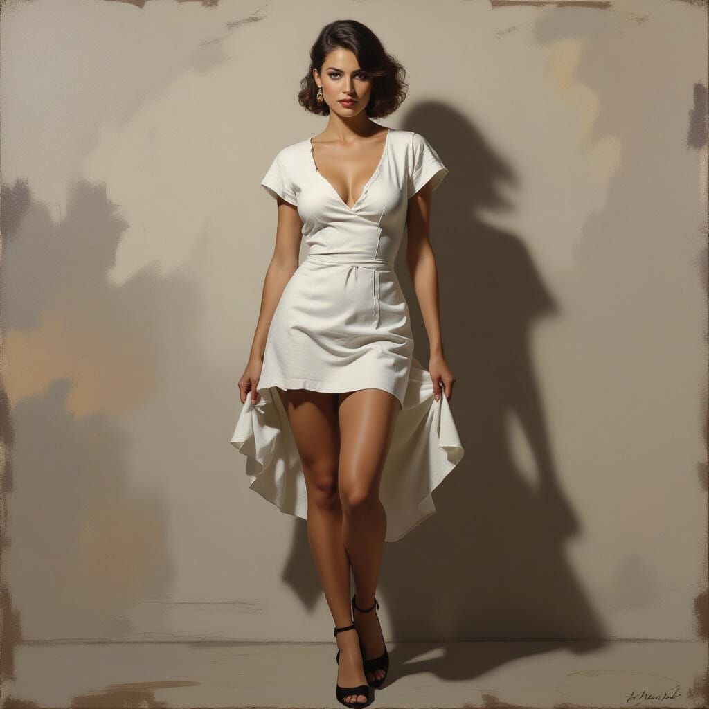 Figure Study with Direct Gaze in Classical Realism Style