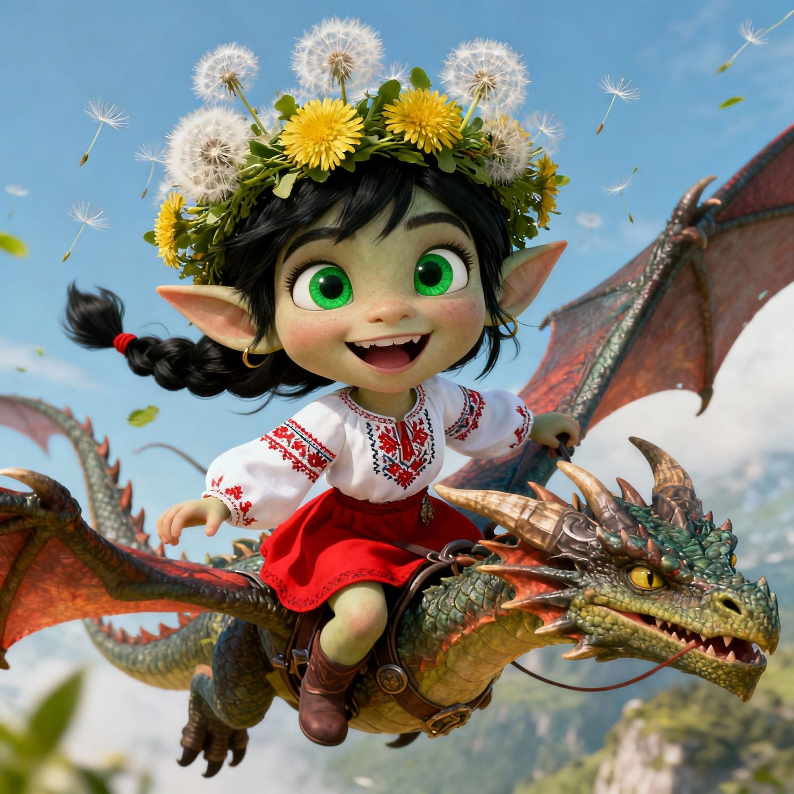 Young Orc Woman with Dandelion Wreath