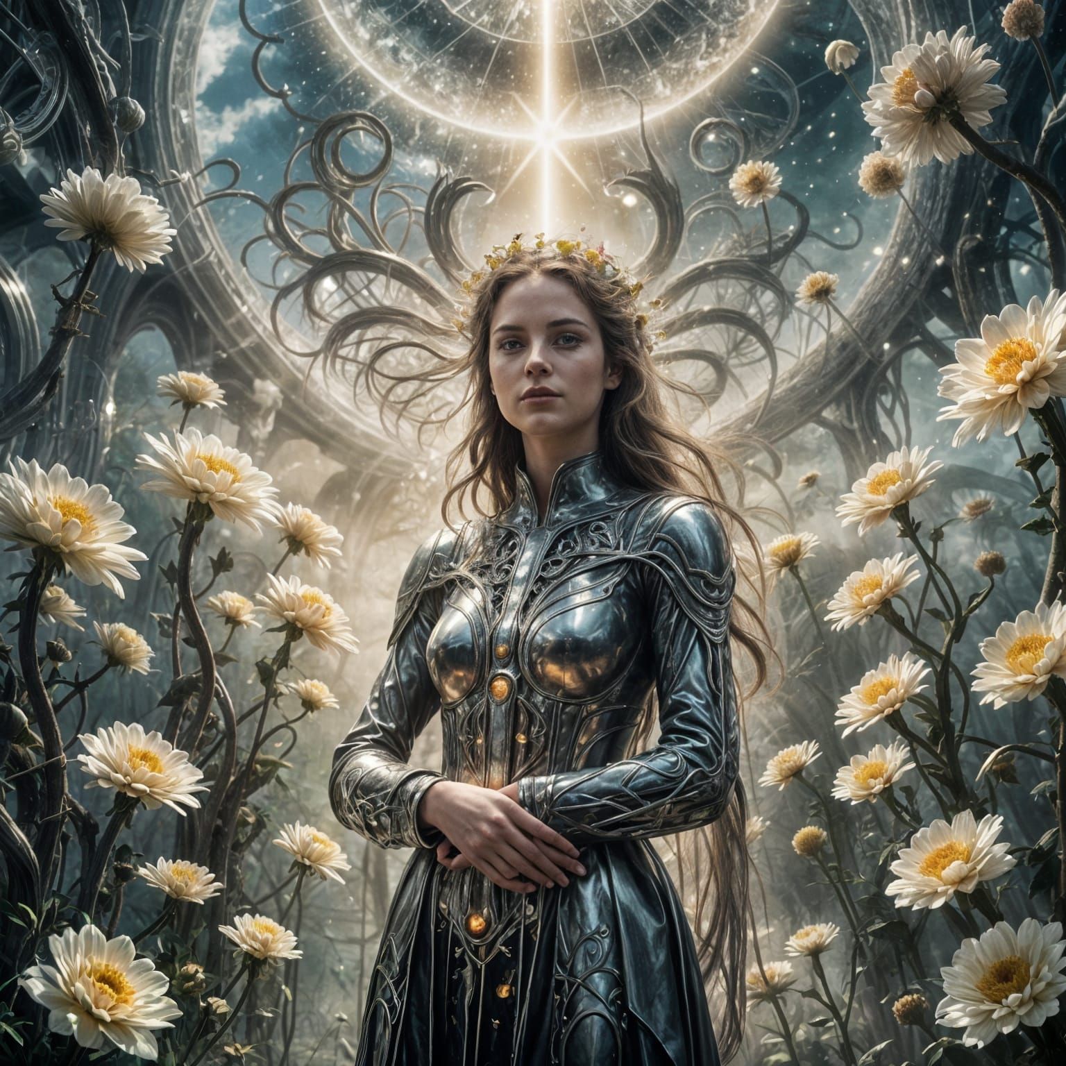 Ethereal Figures Experiencing Multidimensional Spiritual Awa...