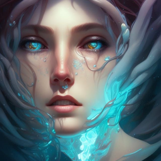 Ocean Mother Portrait: Hyperdetailed Art Nouveau Style