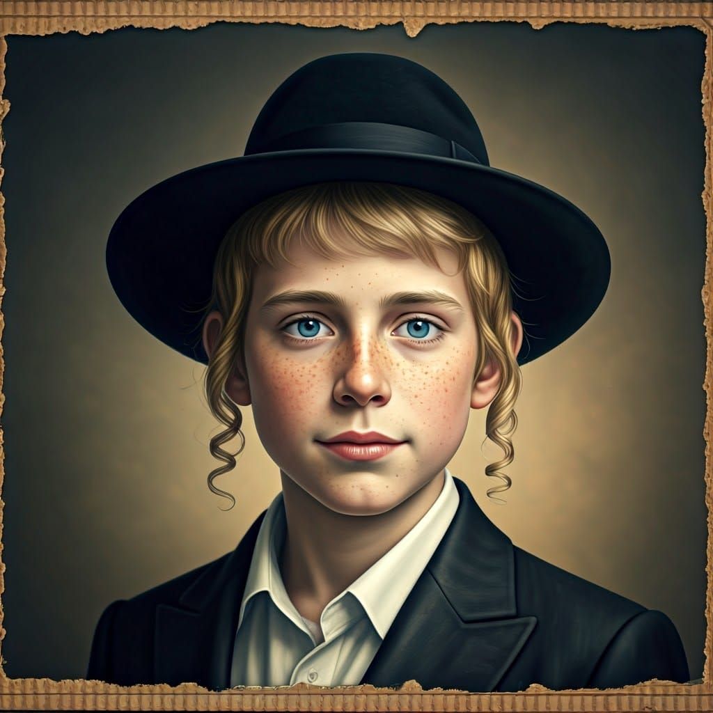 Stunning Ultra-Orthodox Hasidic Boy in Traditional Attire