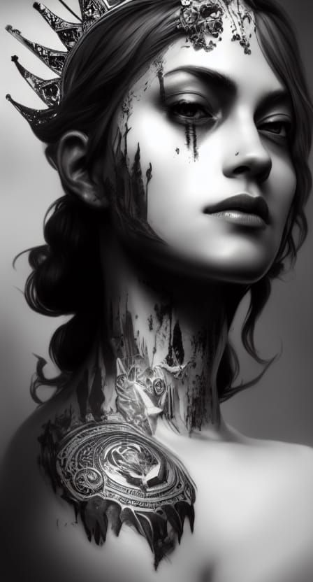 Queen with Ritual Tattoos: Detailed Portrait