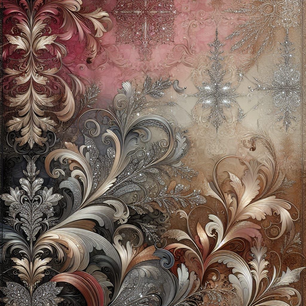 Opulent Filigree Paper with Silver Foil Accents