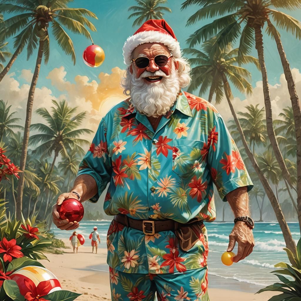Santa and Rudolph's Tropical Beach Holiday