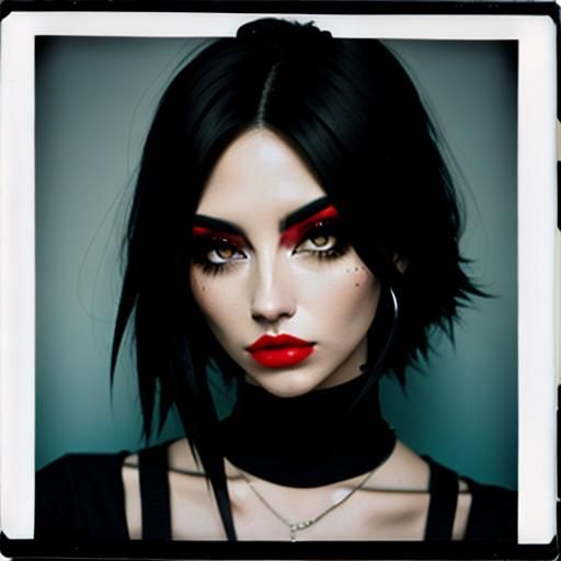 Emo Goddess in Polaroid Style