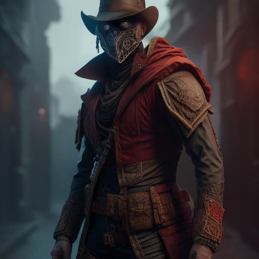 Masked Gunslinger: Detailed Fantasy Concept Art