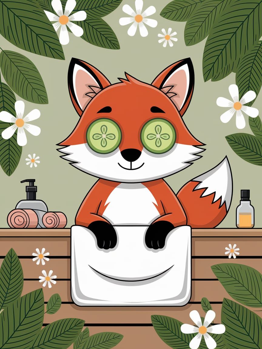 Relaxing Fox at Nordic Spa with Cucumber Eyes