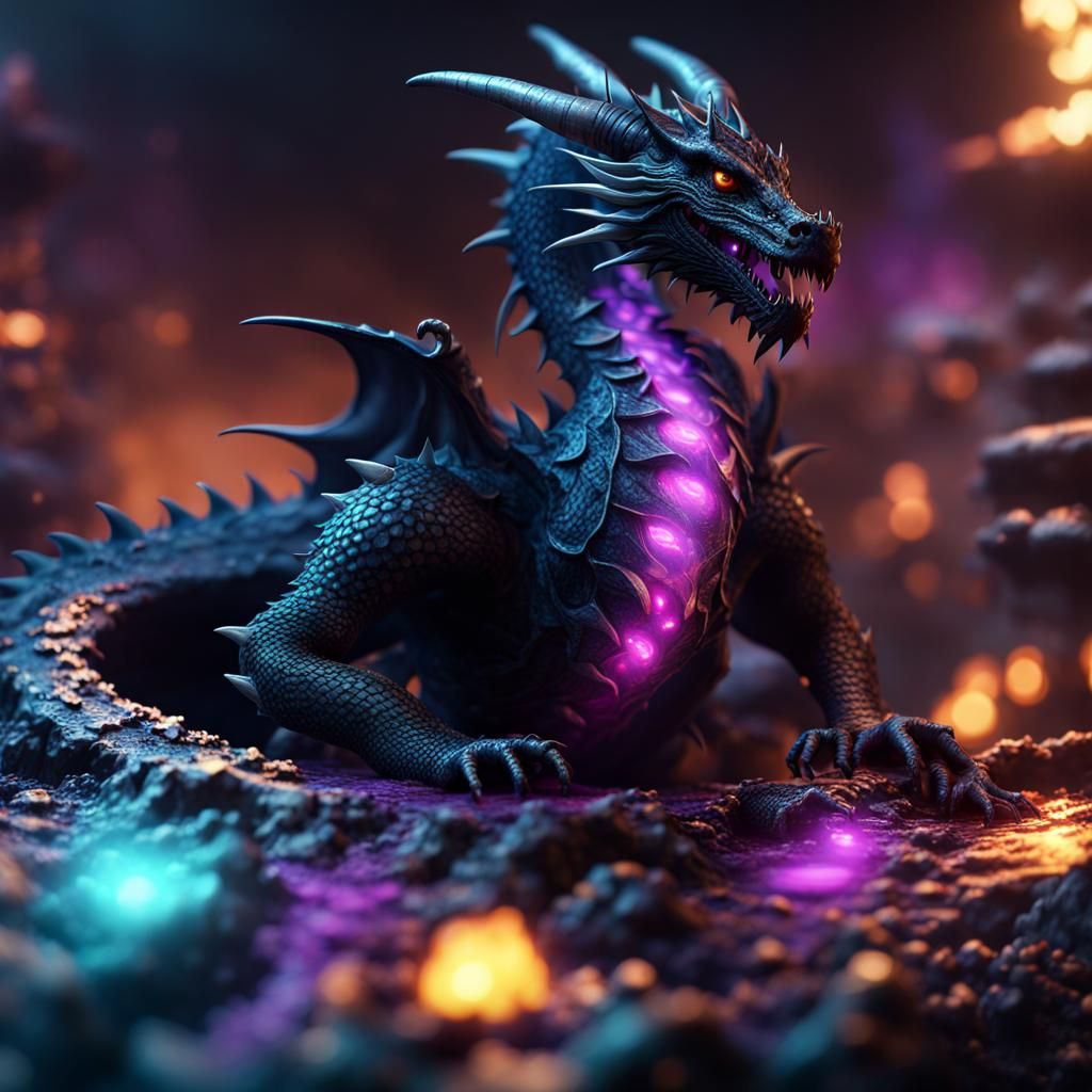 Cyberpunk Black Dragon Aerial View in 4K
