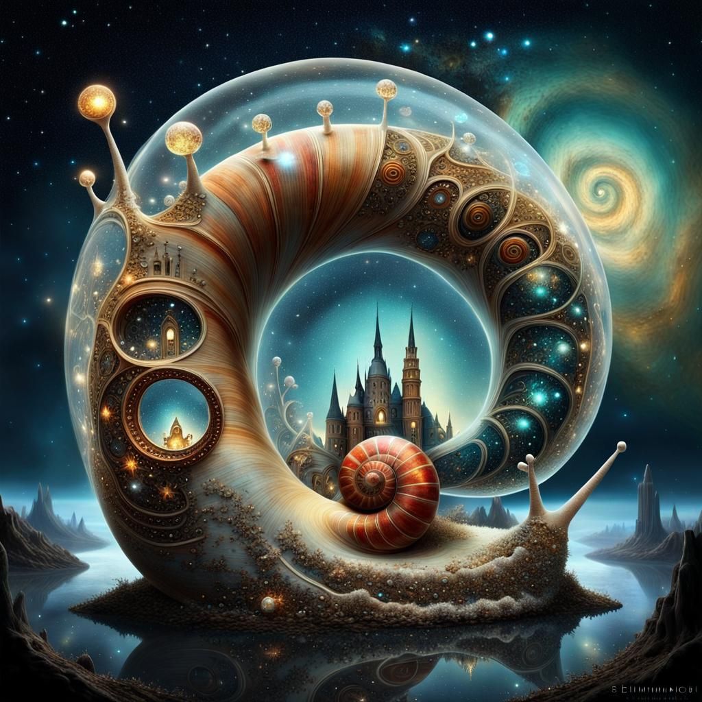 Surreal Galaxy Snail Portal by Alexander Jansson