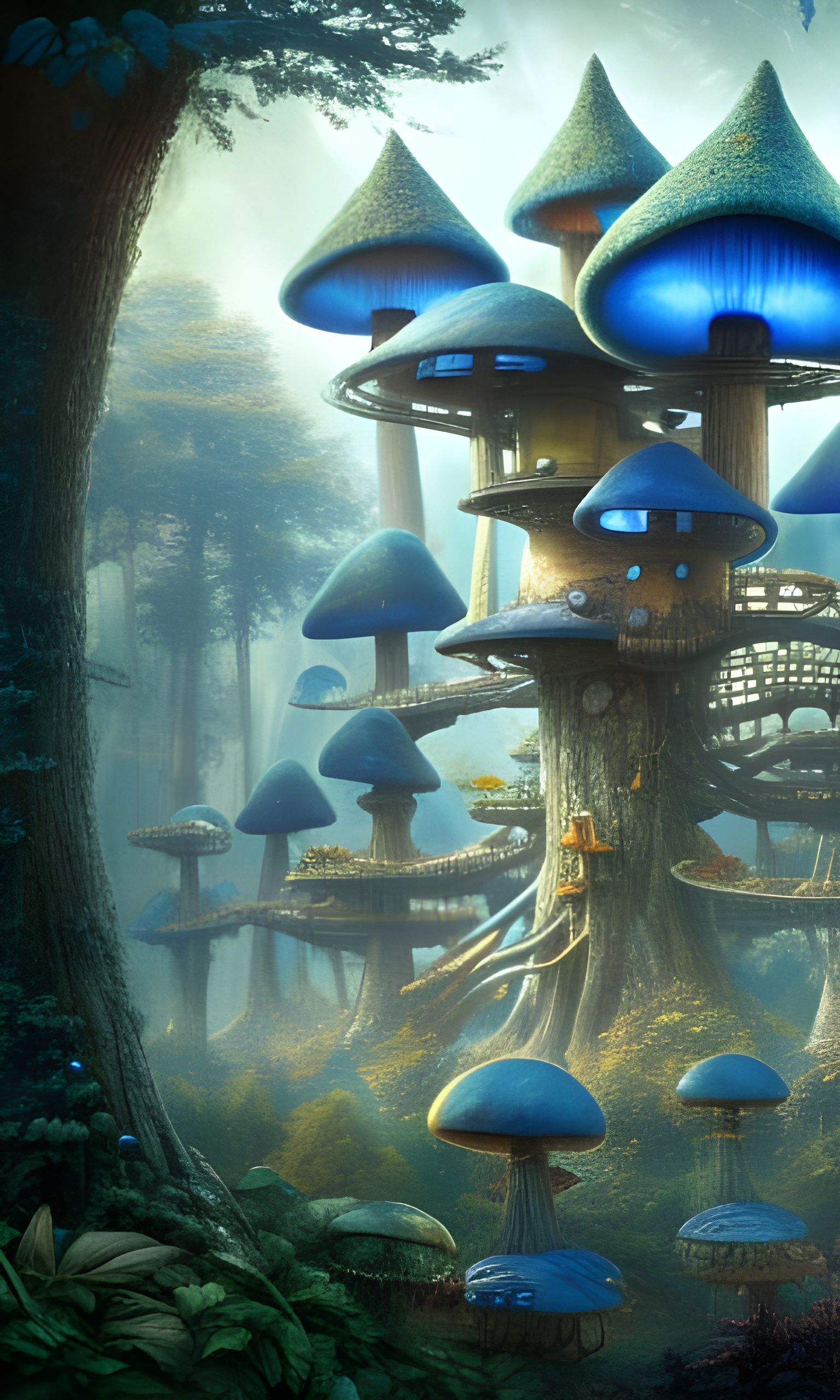 Blue Toadstool Shroompunk Outpost in Snow