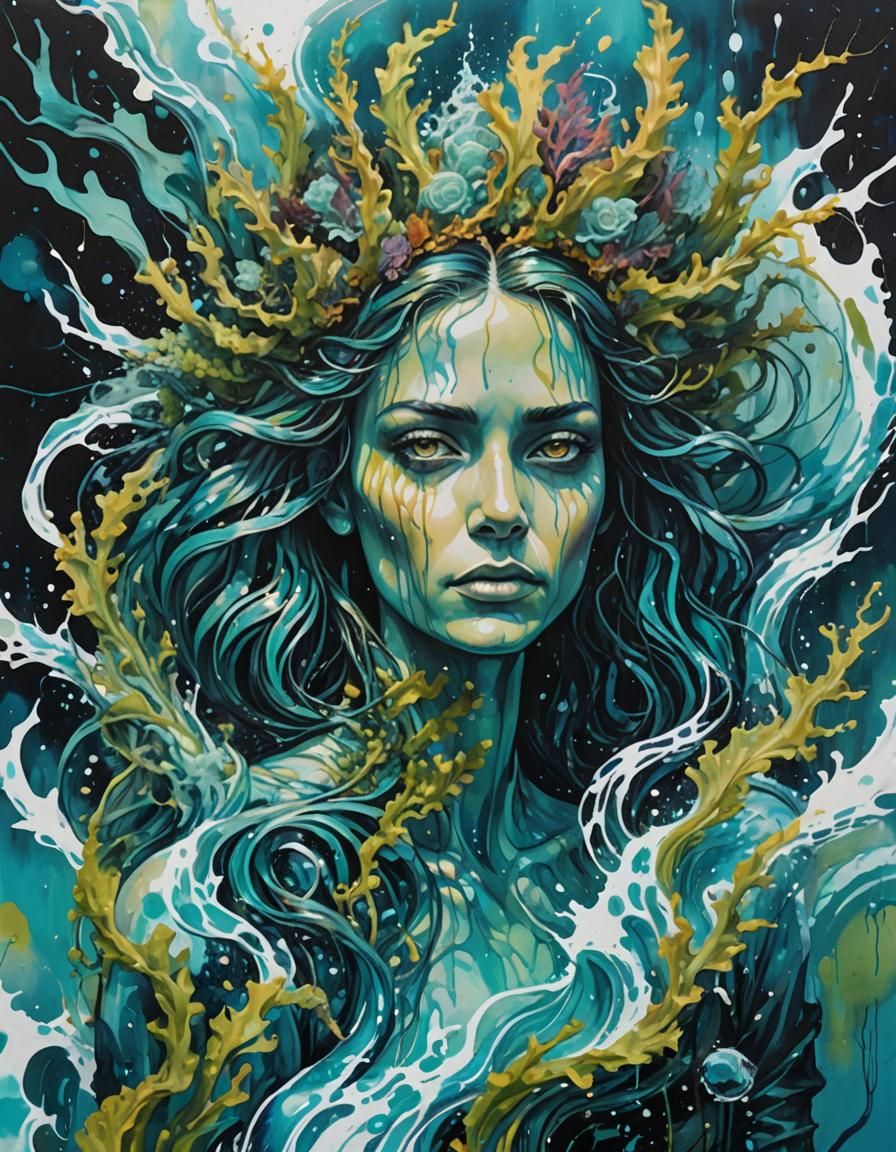 Oceanic Royalty in Surreal Urban Art Style