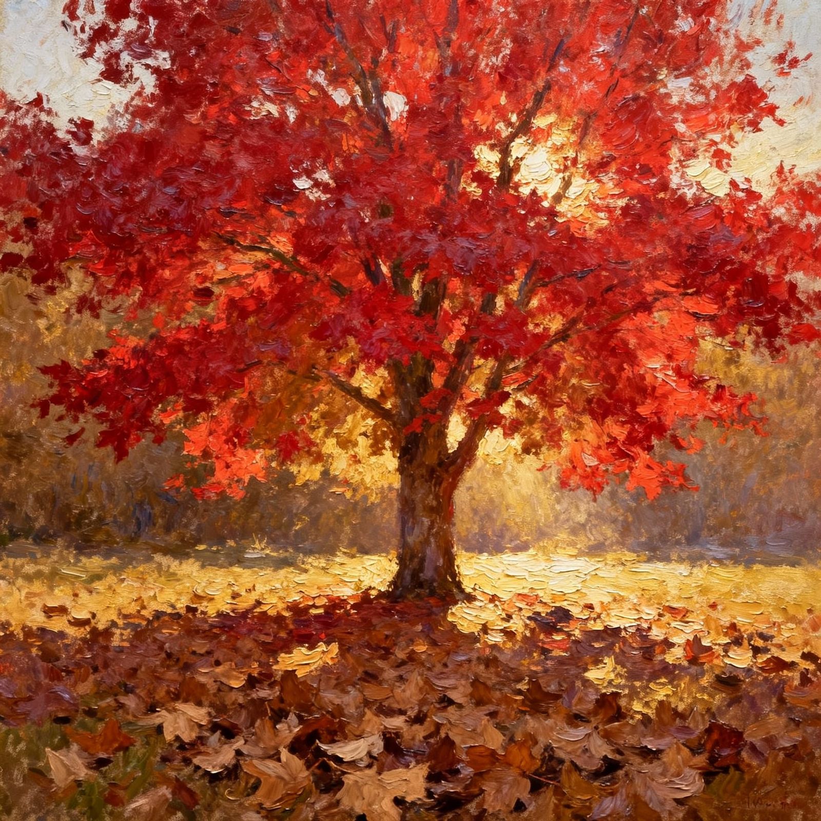 Vibrant Maple Tree on Crisp Autumn Morning