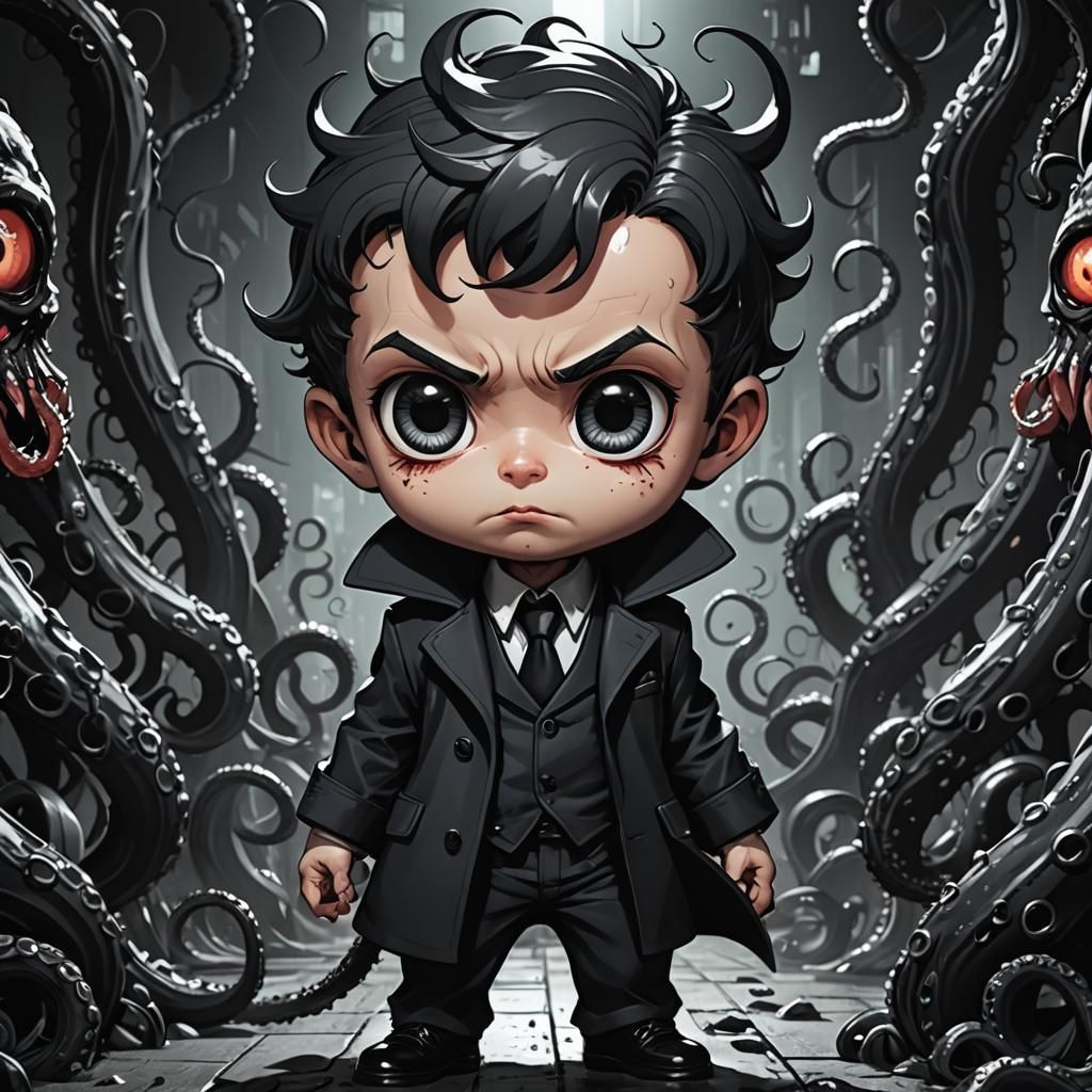 Comic Noir Chibi Tentacle Demon Detective