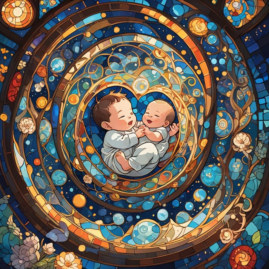 Baby in Womb: Whimsical Cartoon Illustration