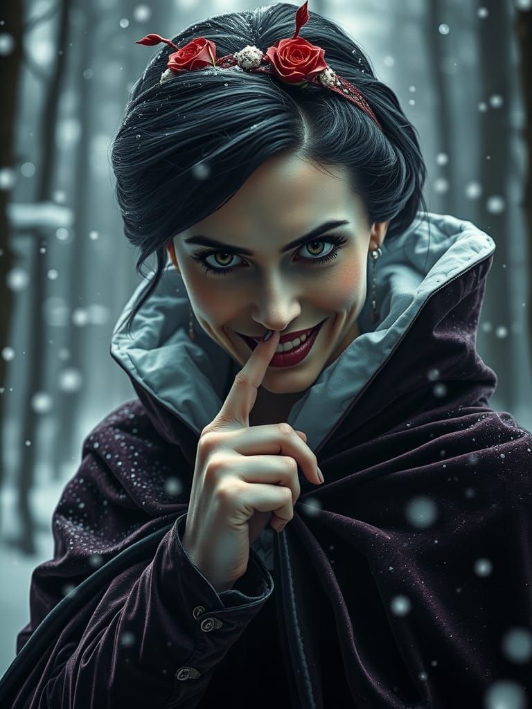 Evil Snow White Silences the Winter Forest