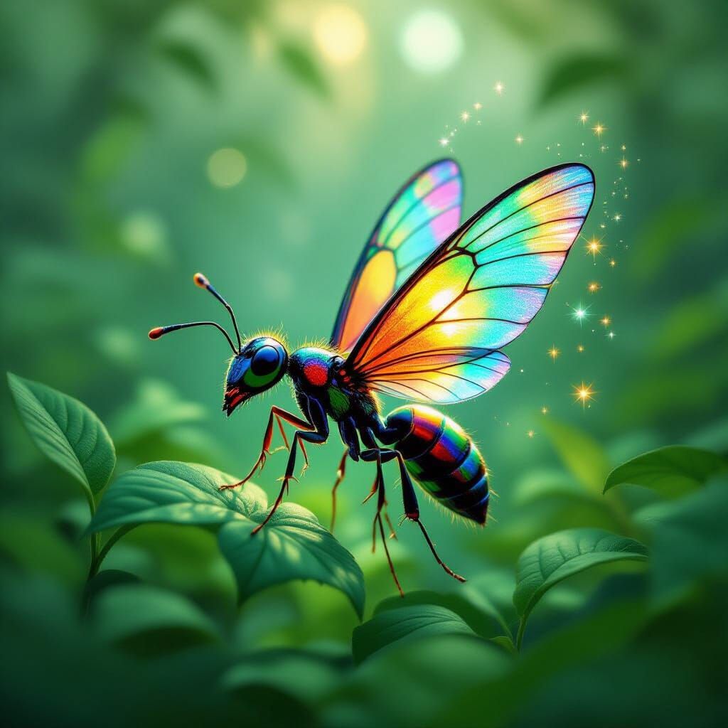 Ethereal Rainbow Ant in Whispering Forest