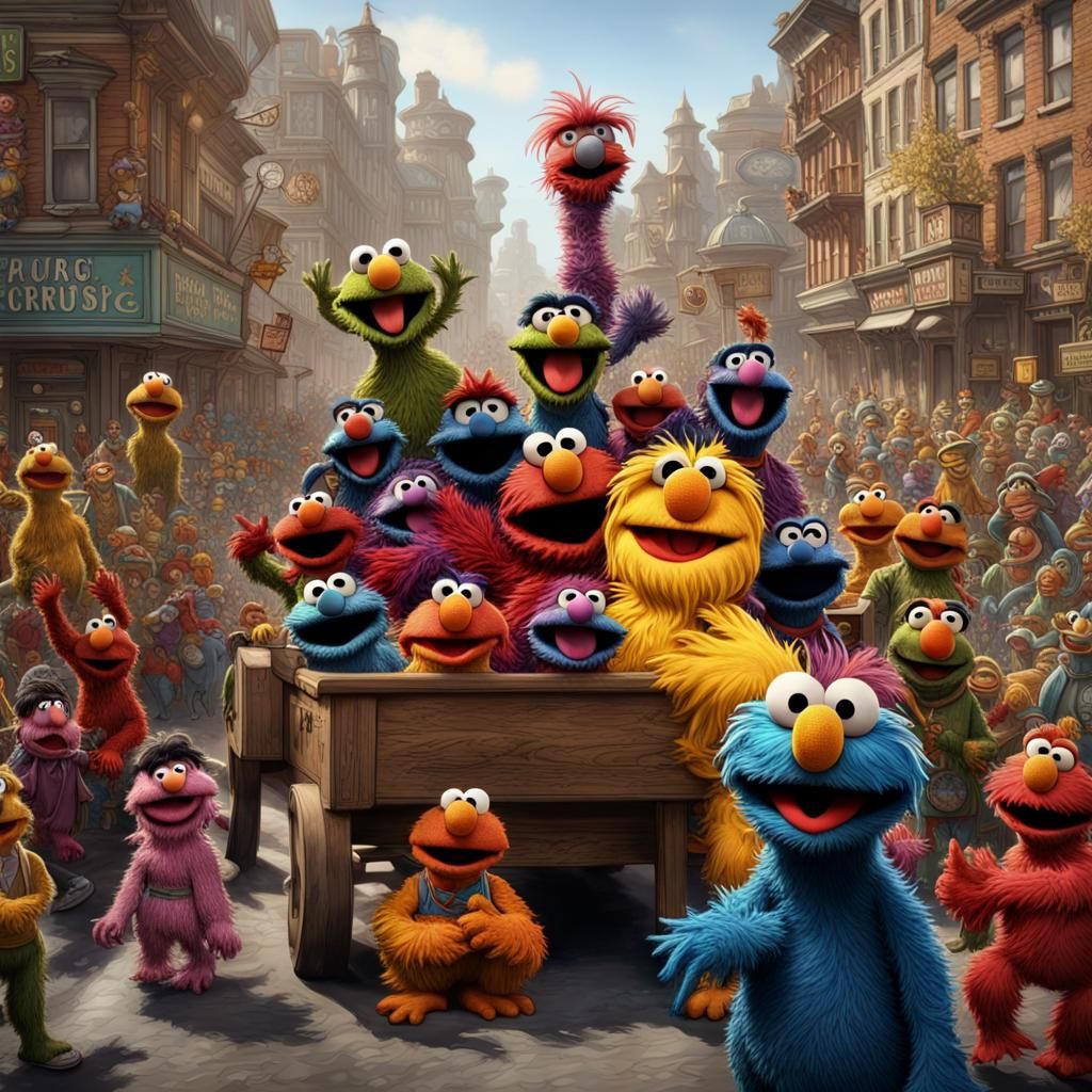 Sesame Street Parade in Detailed Matte Painting