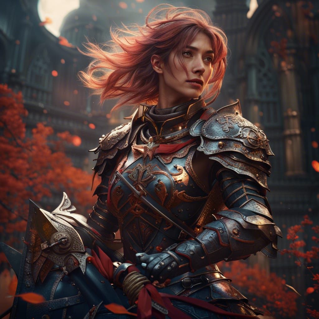 Anime-Style Female Knight Concept Art