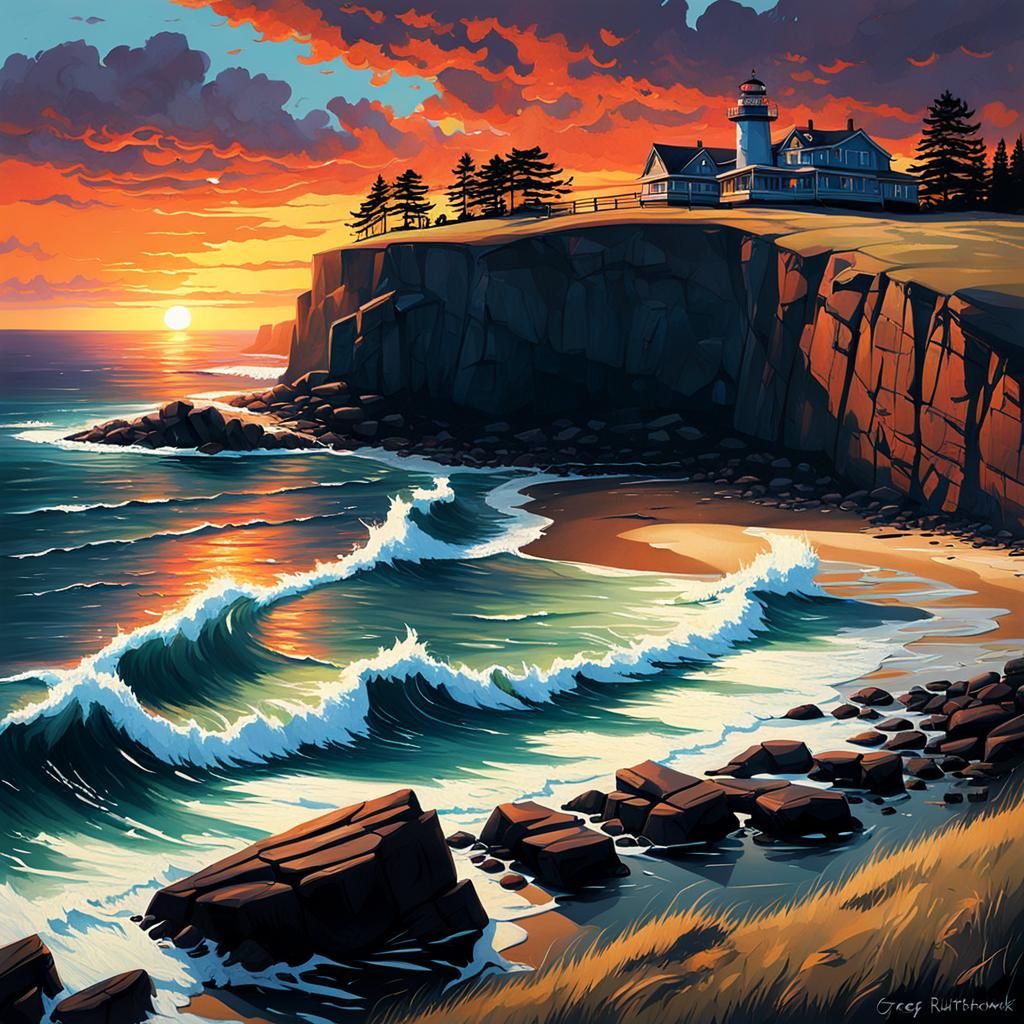 Sinister Sunset Beach Headland Art