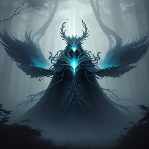Ethereal Forest Spirit in Swirling Smoke