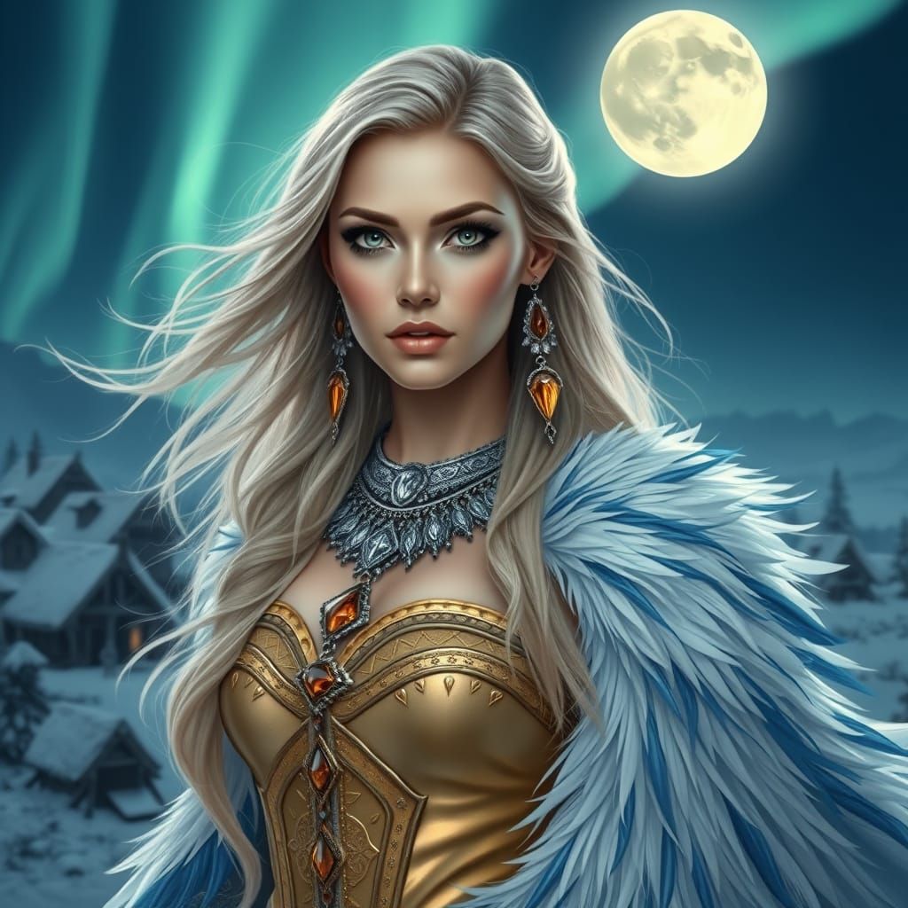 Goddess of Winter in Snowy Viking Village