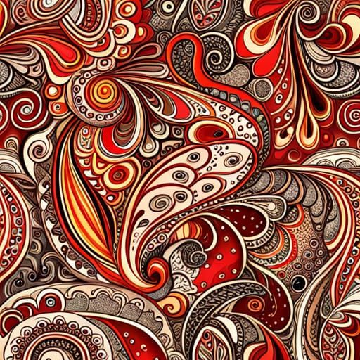 Monochrome Paisley Pattern Digital Art