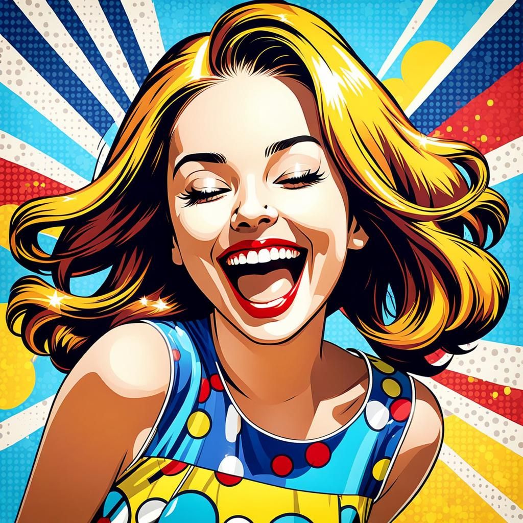 Laughing Woman in Pop Art Style