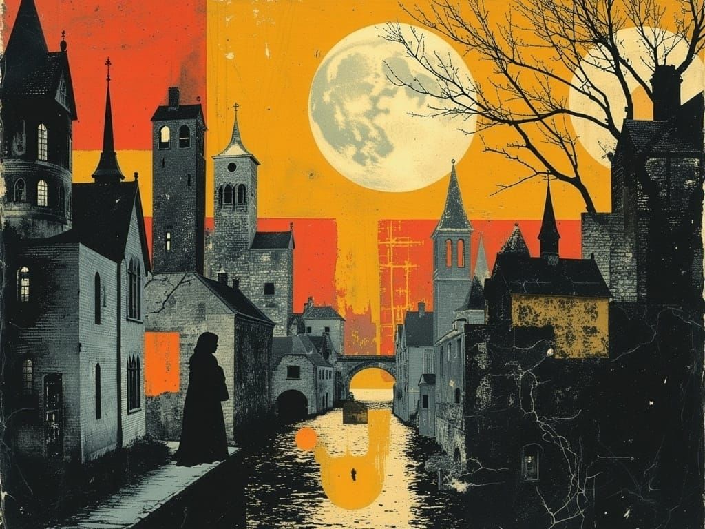 Metropolis in Art Deco Style with Psychedelic Iridescence