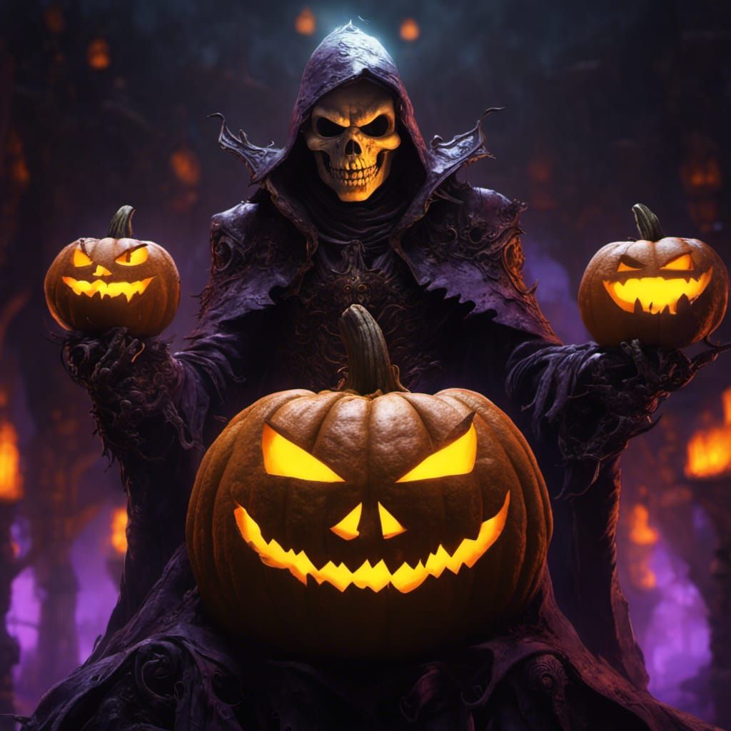 Evil Pumpkin King in Dark Fantasy Style