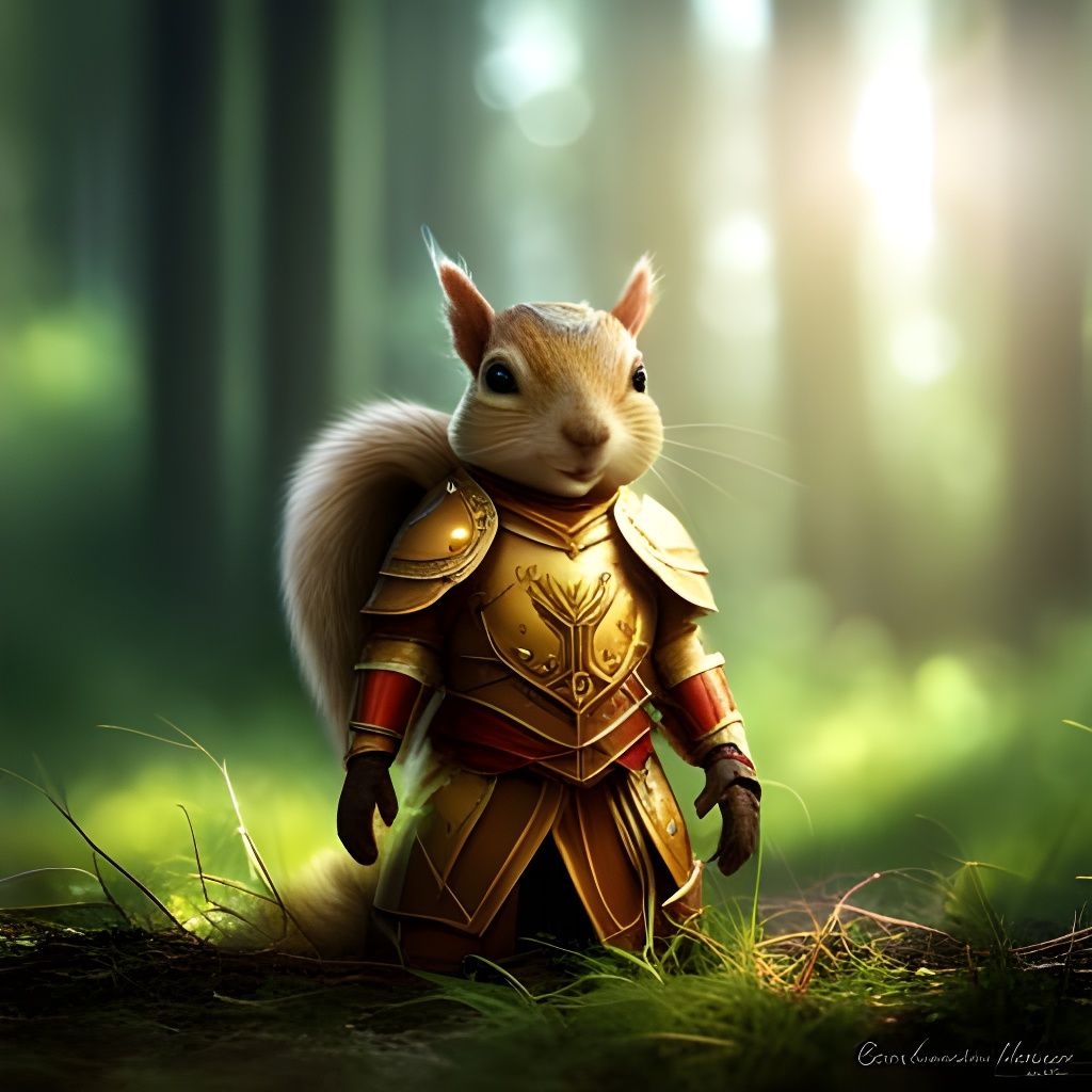 Squirrel Knight in Fantasy Armor