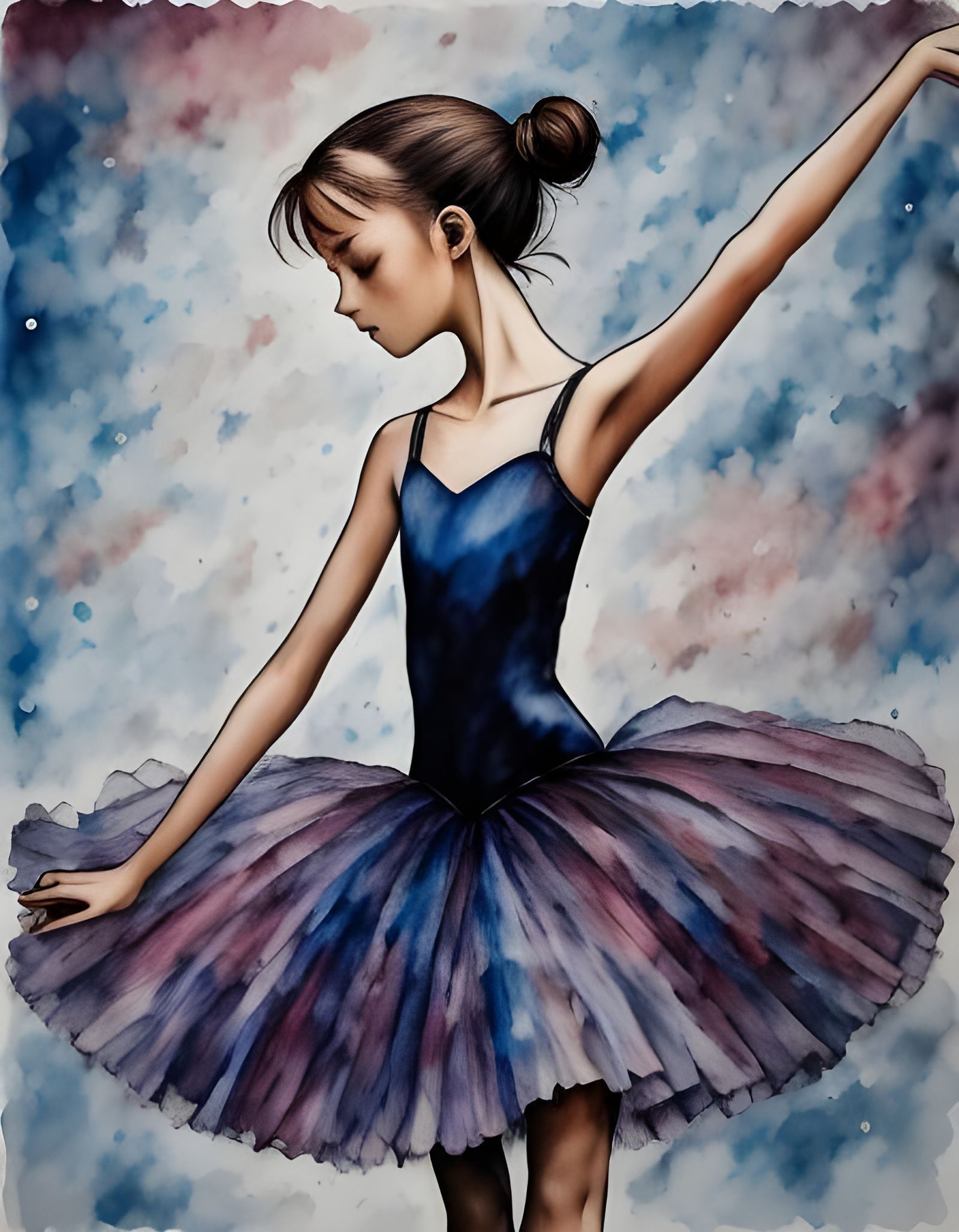 Ballerina in Crayon Wax Style
