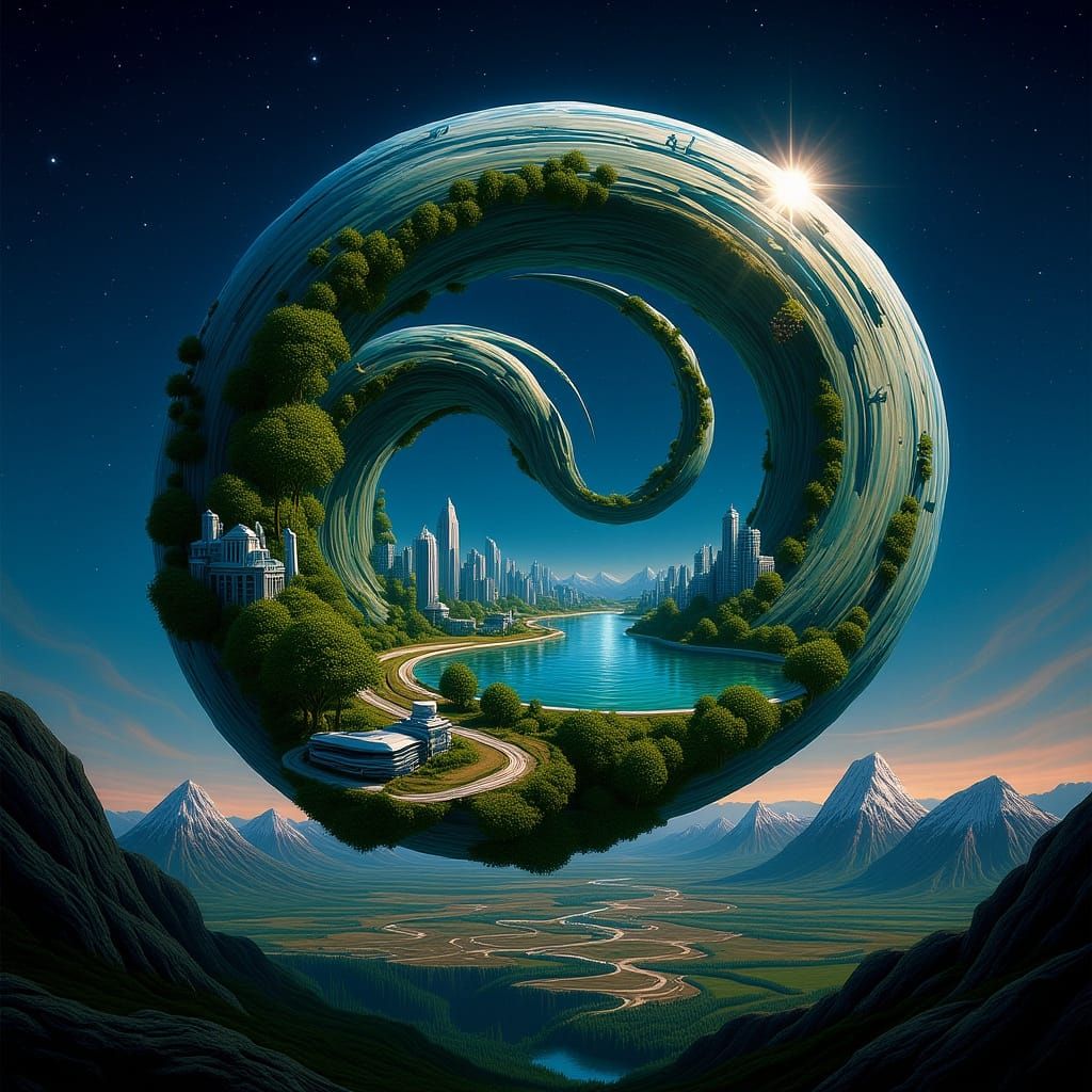 Gravity-Defying Mobius Ring Landscape