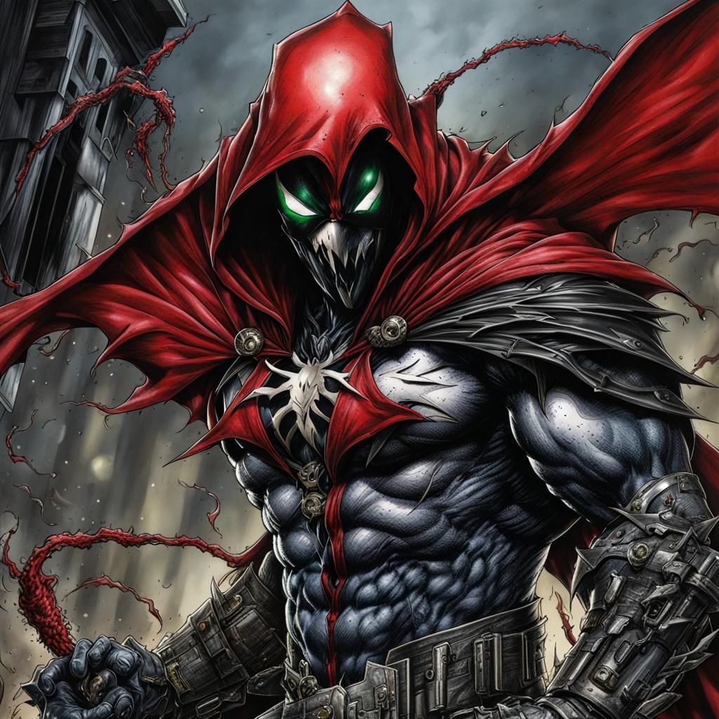 Photorealistic Spawn with Tattoos Colored Sketch