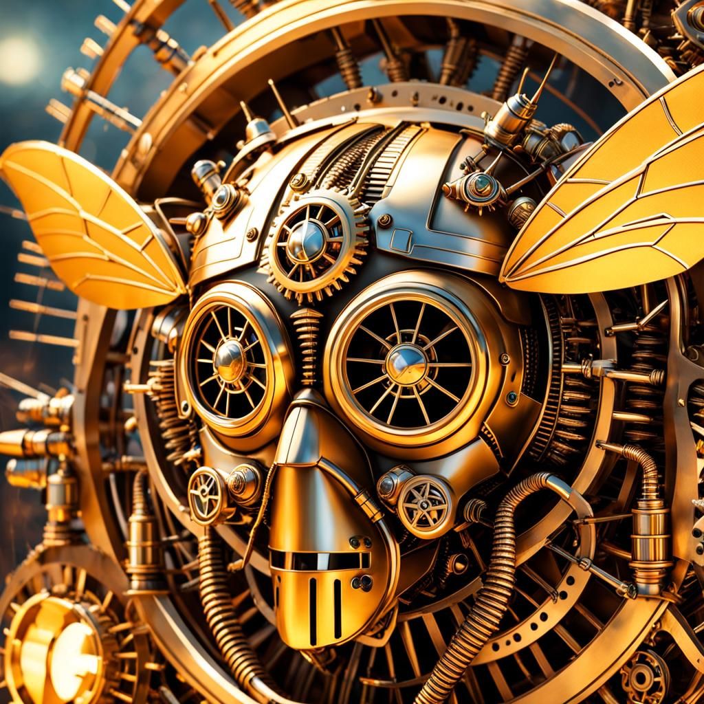Steampunk Insect Mask in Hyper Detailed Art