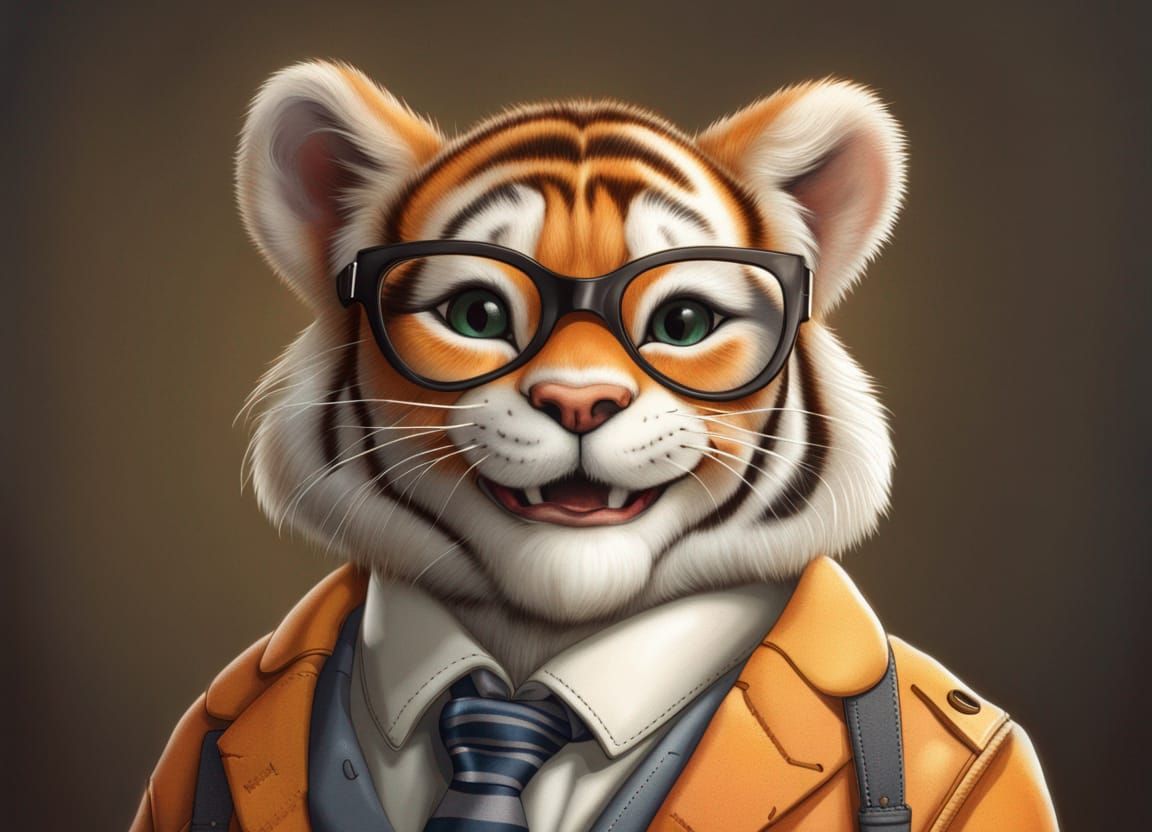 Anthropomorphic Tiger Professor in Vibrant Vector Art