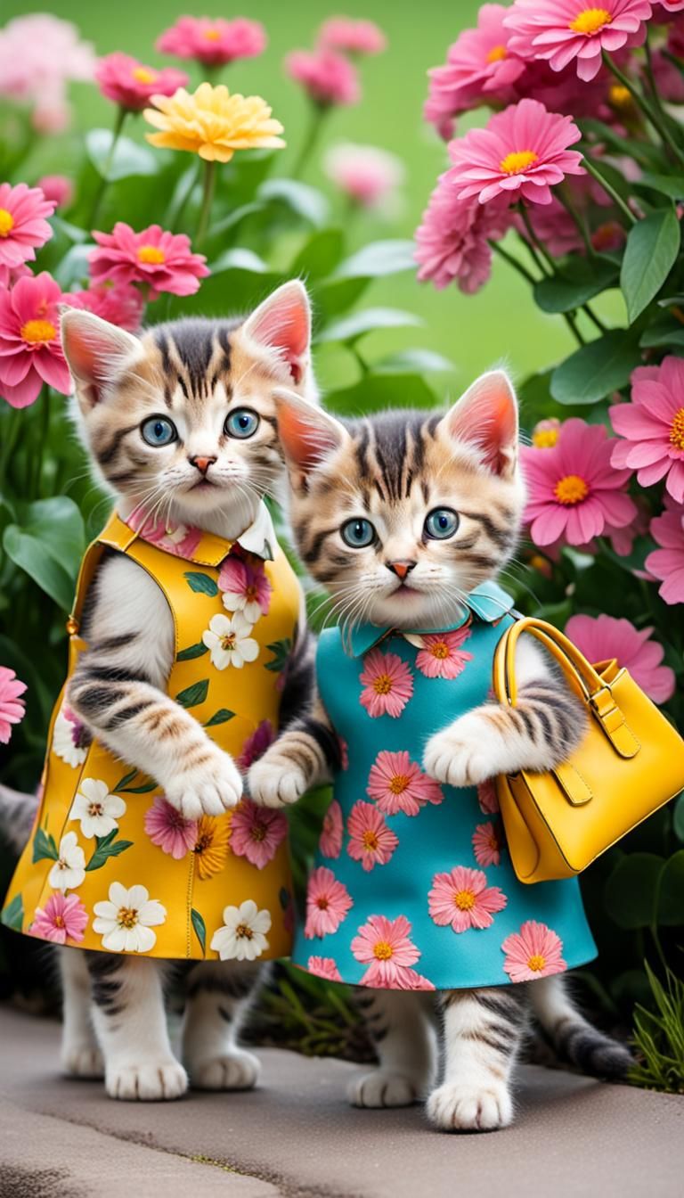 Kittens in Biba Style Clothing Shop in a Park